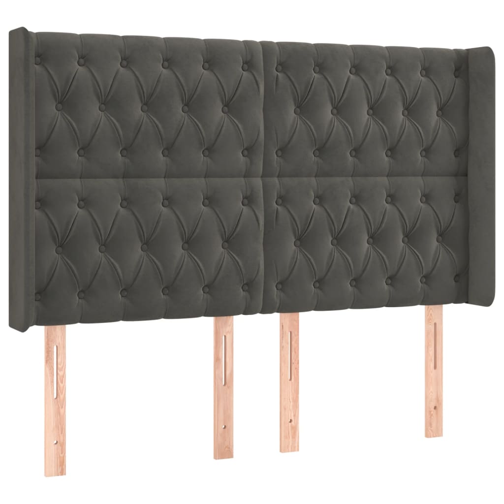 Galvūgalis su LED, tamsiai pilkas, 147x16x118/128cm, aksomas