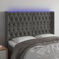 Galvūgalis su LED, tamsiai pilkas, 147x16x118/128cm, aksomas