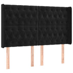 Galvūgalis su LED, juodos spalvos, 147x16x118/128cm, aksomas