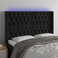 Galvūgalis su LED, juodos spalvos, 147x16x118/128cm, aksomas