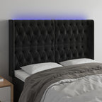 Galvūgalis su LED, juodos spalvos, 147x16x118/128cm, aksomas