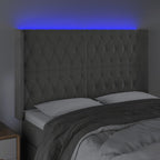 Galvūgalis su LED, šviesiai pilkas, 163x16x118/128cm, aksomas