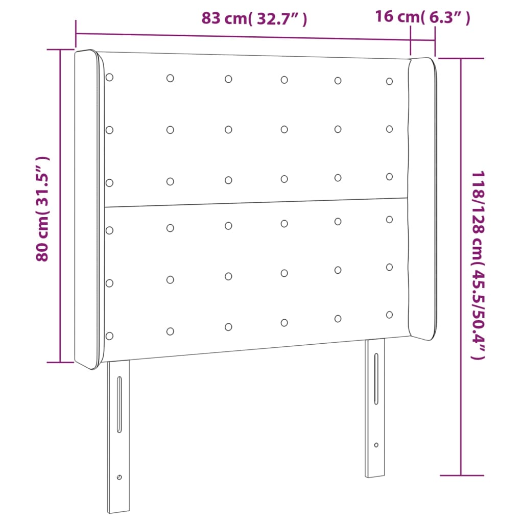 Galvūgalis su LED, juodos spalvos, 83x16x118/128cm, audinys