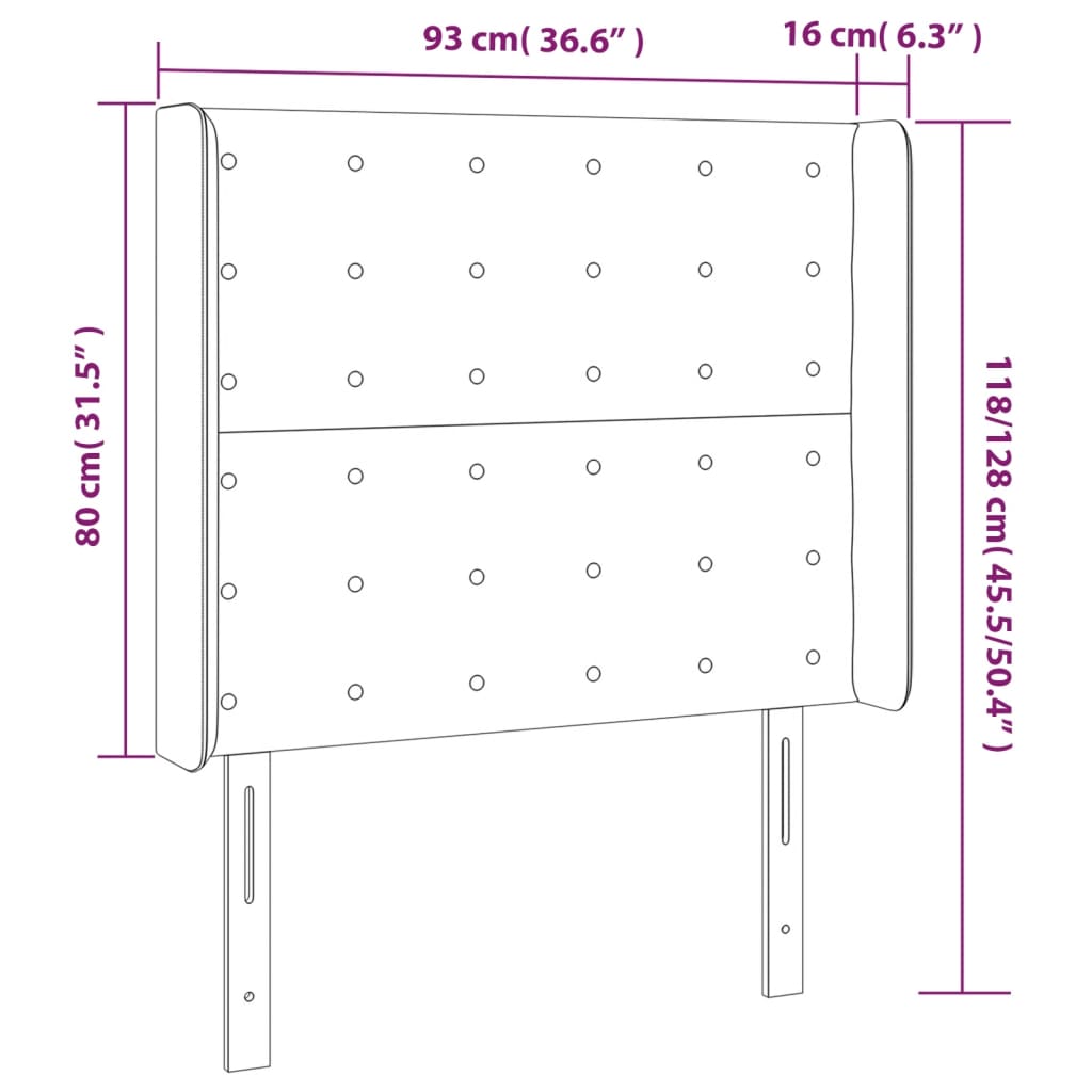 Galvūgalis su LED, tamsiai pilkas, 93x16x118/128cm, audinys