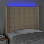 Galvūgalis su LED, kreminės spalvos, 93x16x118/128cm, audinys