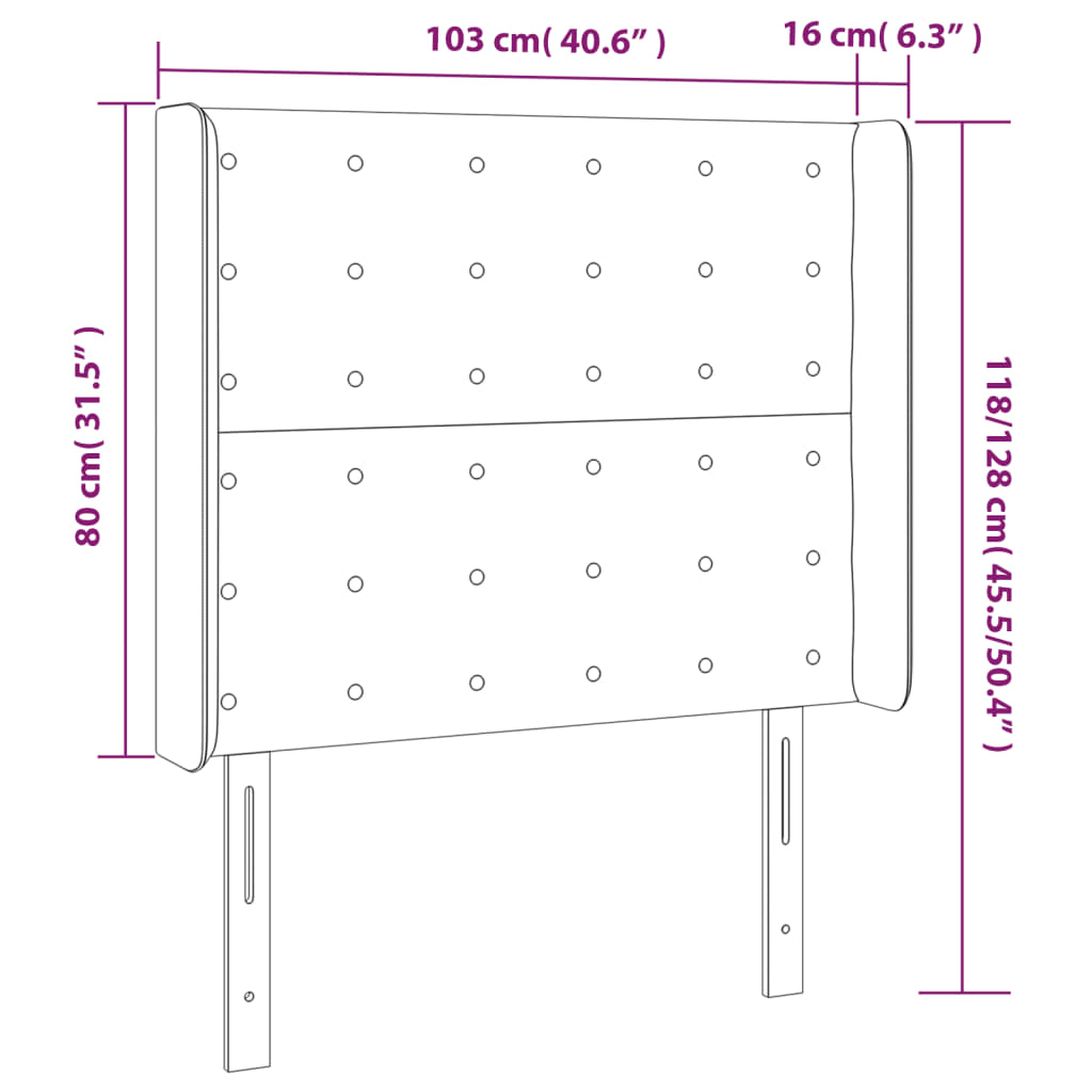 Galvūgalis su LED, tamsiai pilkas, 103x16x118/128cm, audinys