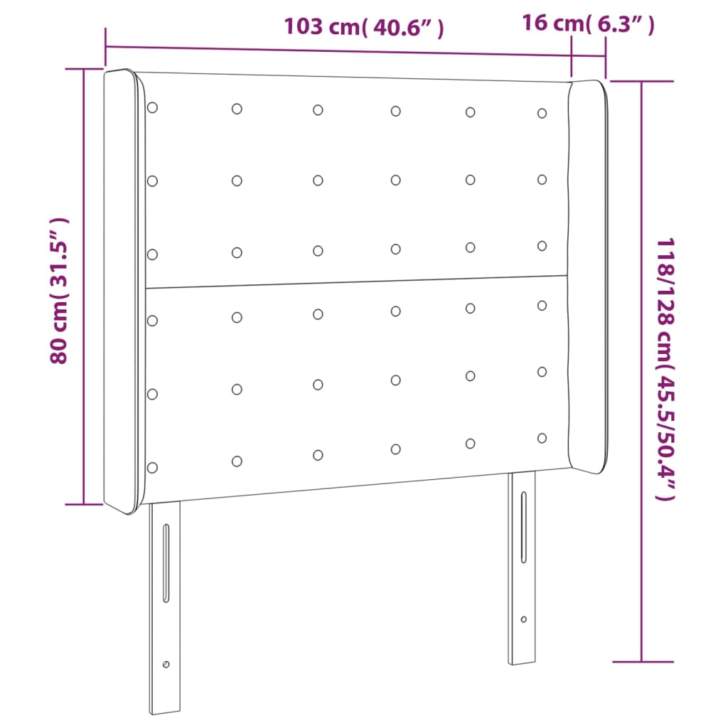 Galvūgalis su LED, kreminės spalvos, 103x16x118/128cm, audinys