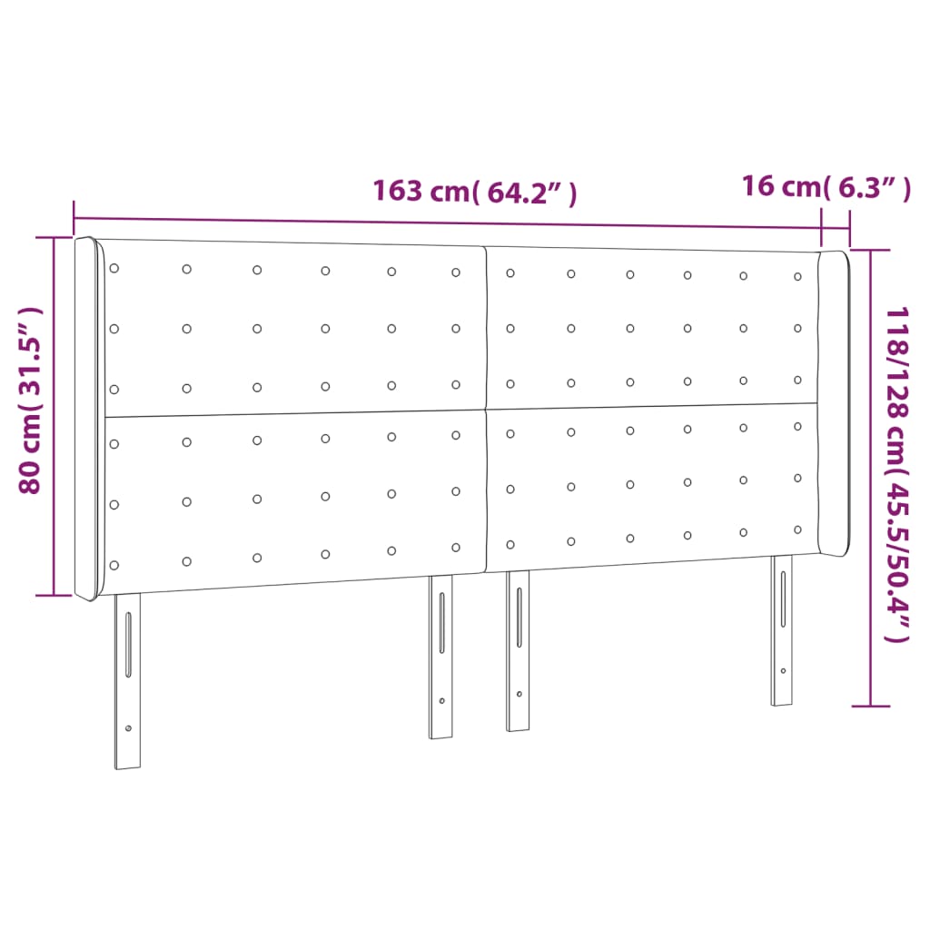 Galvūgalis su LED, tamsiai pilkas, 163x16x118/128cm, audinys
