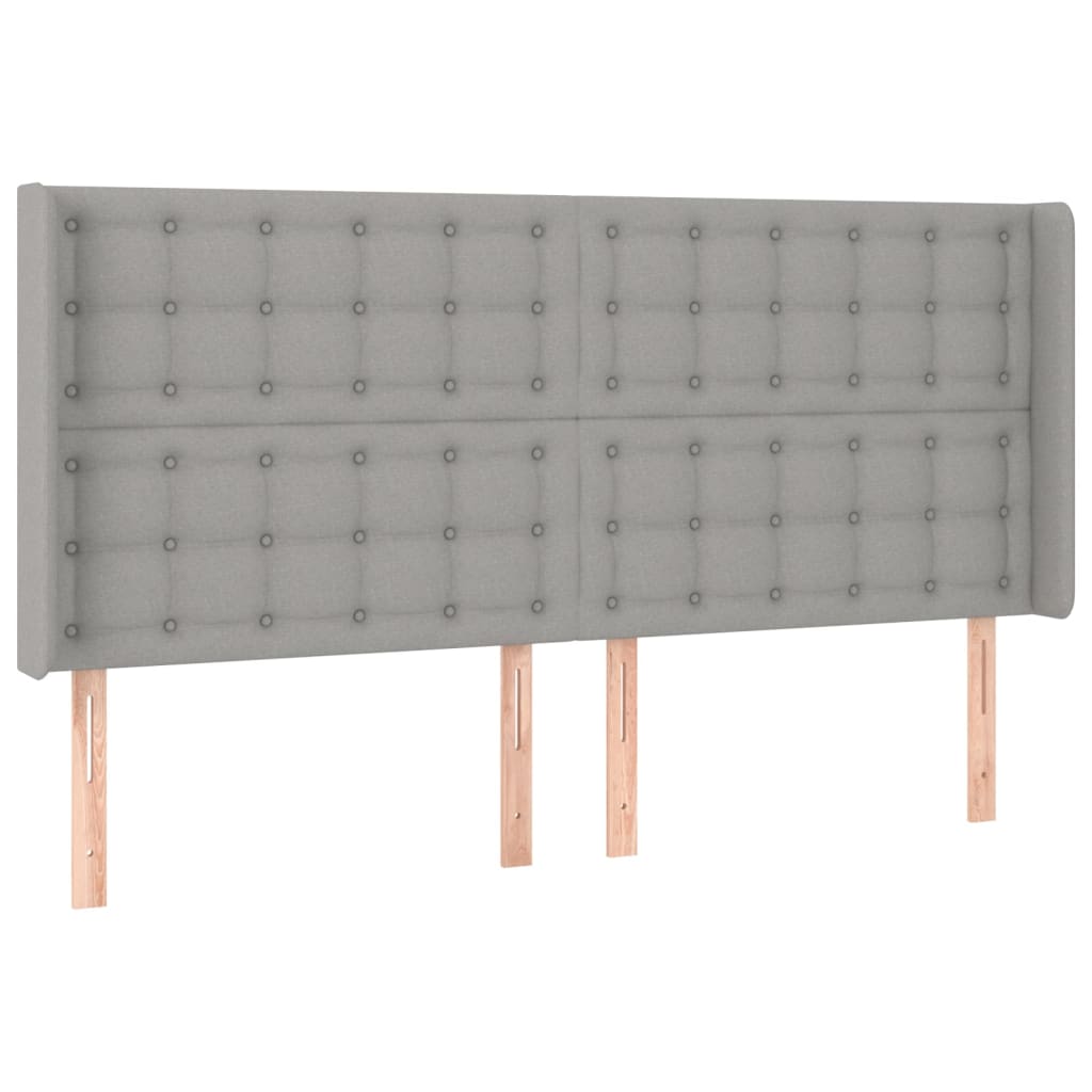 Galvūgalis su LED, šviesiai pilkas, 183x16x118/128/128cm