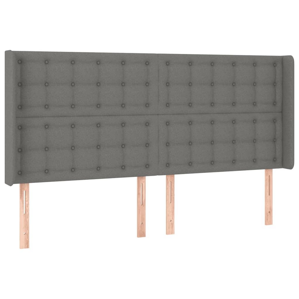 Galvūgalis su LED, tamsiai pilkas, 203x16x118/128cm, audinys