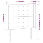 Galvūgalis su LED, šviesiai pilkas, 83x16x118/128cm, aksomas