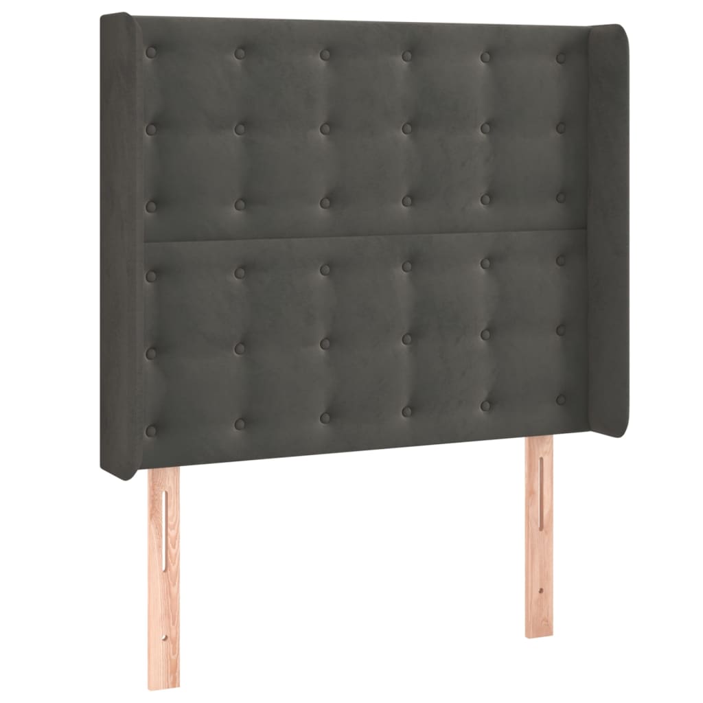 Galvūgalis su LED, tamsiai pilkas, 93x16x118/128cm, aksomas