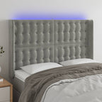 Galvūgalis su LED, šviesiai pilkas, 147x16x118/128cm, aksomas