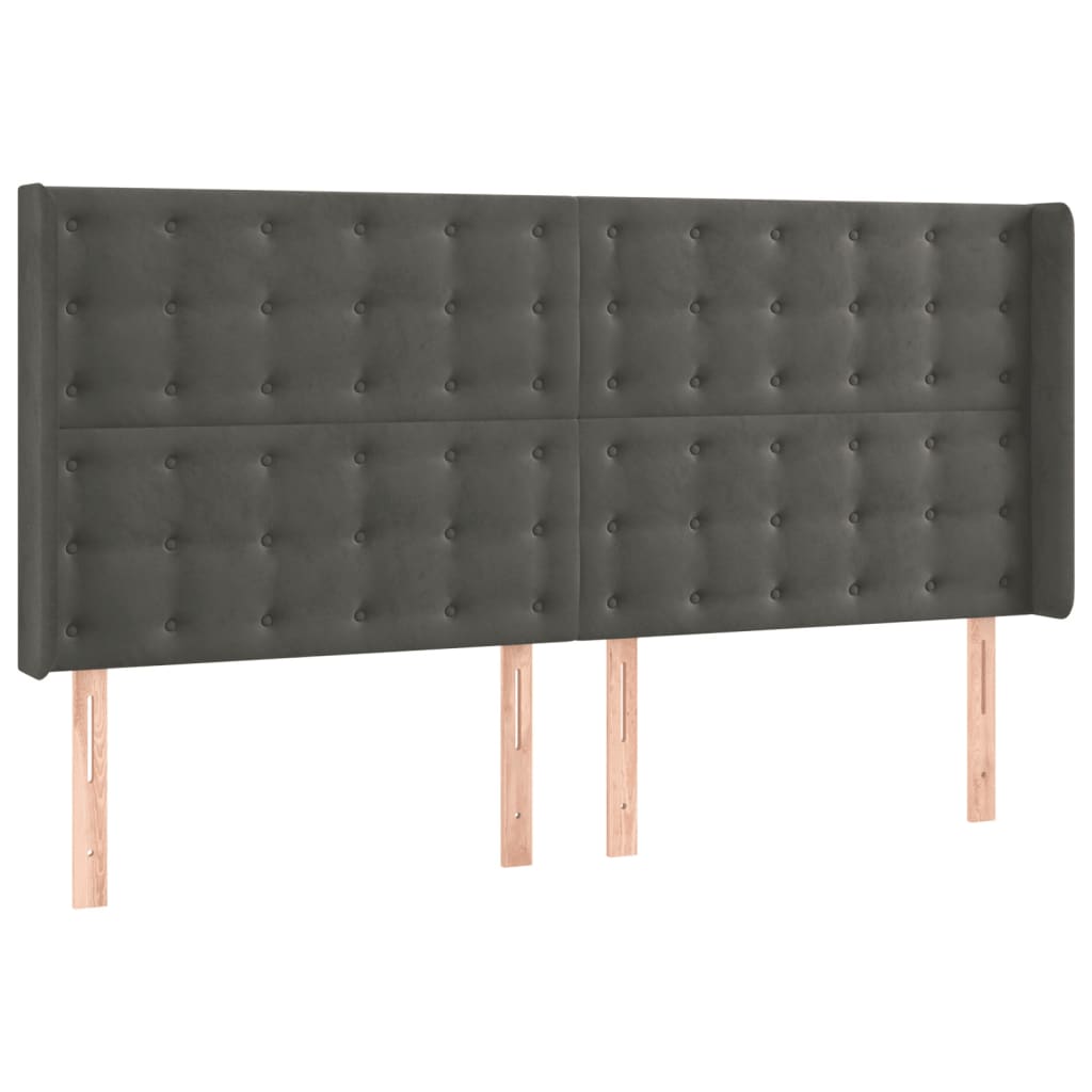 Galvūgalis su LED, tamsiai pilkas, 183x16x118/128cm, aksomas