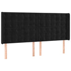 Galvūgalis su LED, juodos spalvos, 183x16x118/128cm, aksomas