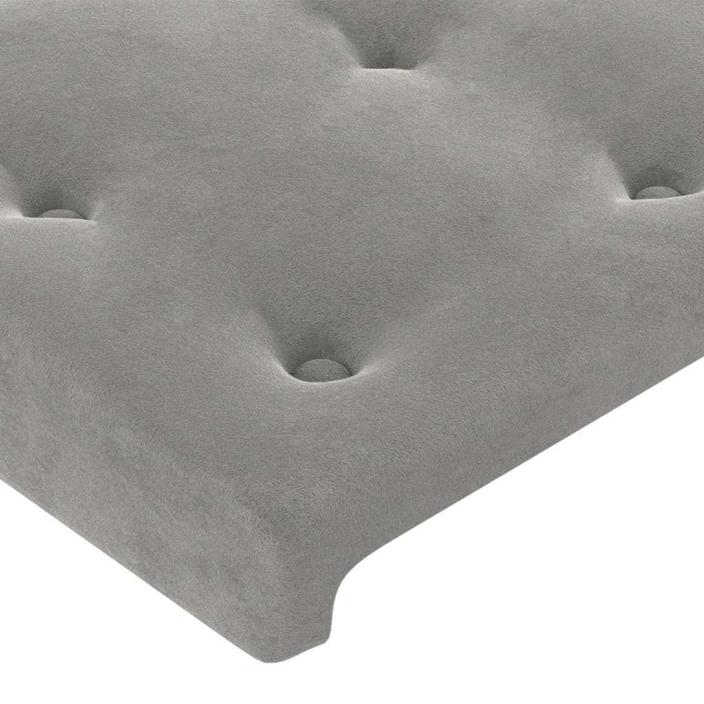 Galvūgalis su LED, šviesiai pilkas, 203x16x118/128cm, aksomas