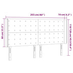 Galvūgalis su LED, šviesiai pilkas, 203x16x118/128cm, aksomas
