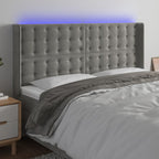Galvūgalis su LED, šviesiai pilkas, 203x16x118/128cm, aksomas