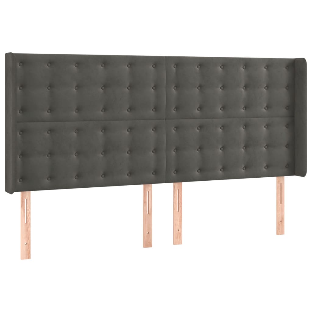 Galvūgalis su LED, tamsiai pilkas, 203x16x118/128cm, aksomas