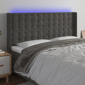 Galvūgalis su LED, tamsiai pilkas, 203x16x118/128cm, aksomas