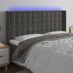 Galvūgalis su LED, tamsiai pilkas, 203x16x118/128cm, aksomas