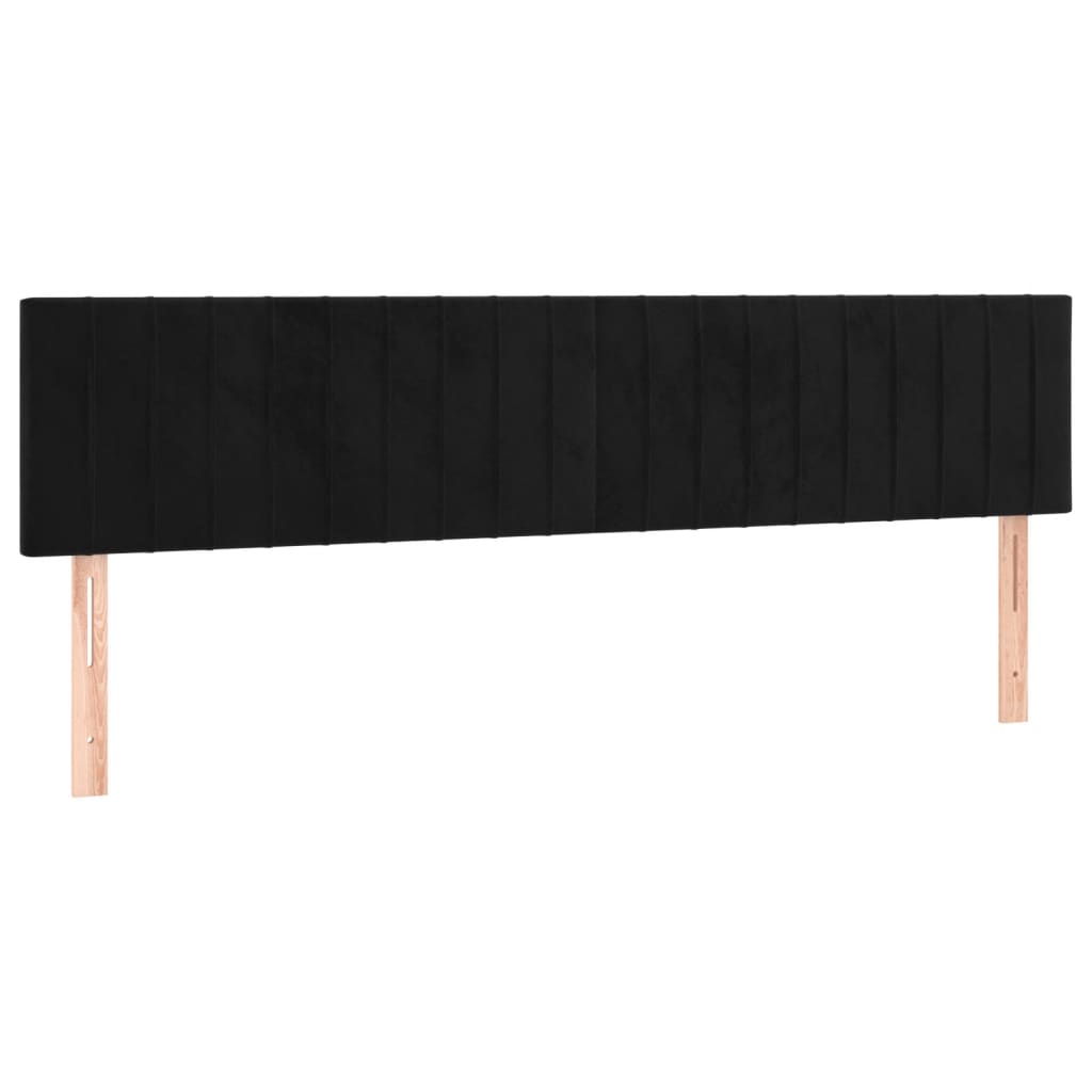 Lova su spyruoklėmis ir čiužiniu, juoda, 160x200 cm, aksomas