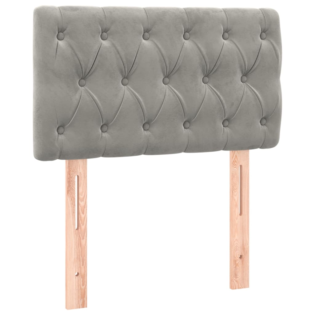 Lova su spyruoklėmis ir čiužiniu, pilka, 80x200cm, aksomas