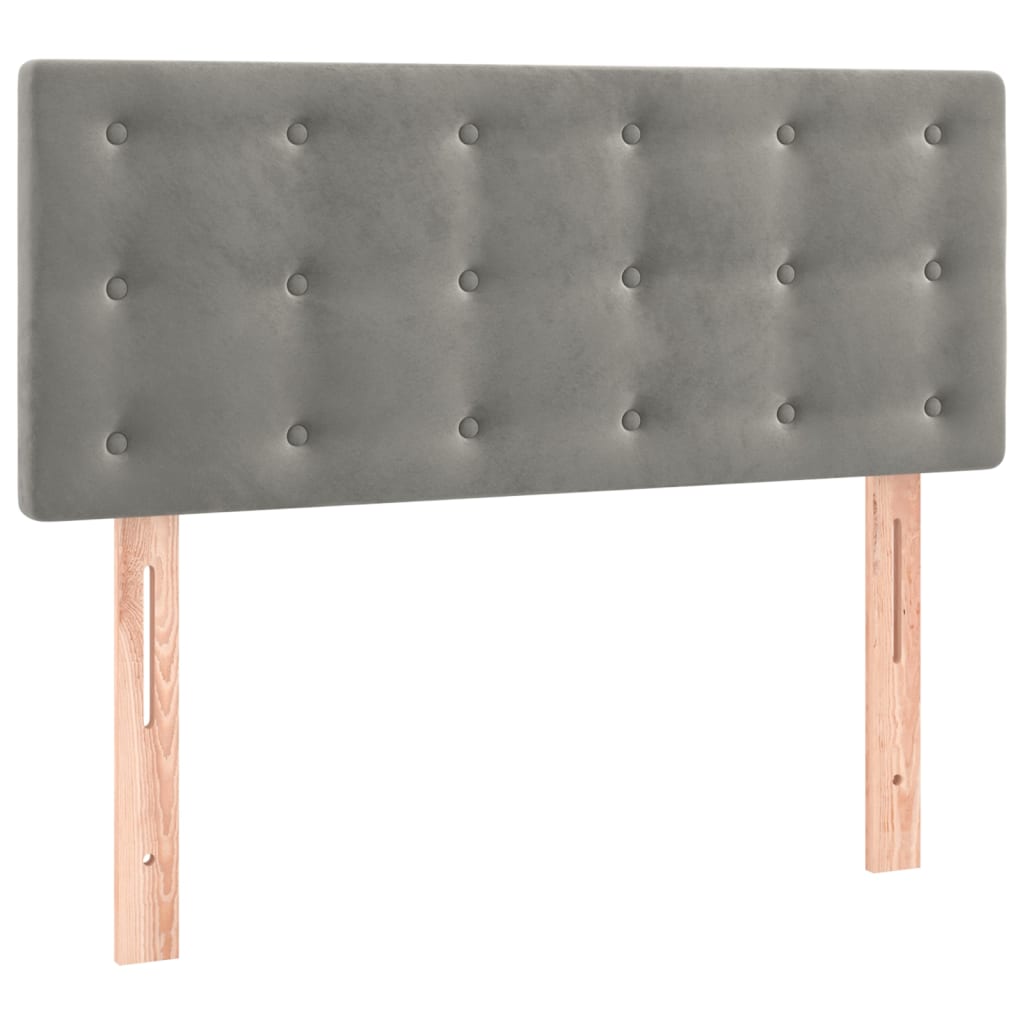 Lova su spyruoklėmis ir čiužiniu, pilka, 100x200 cm, aksomas