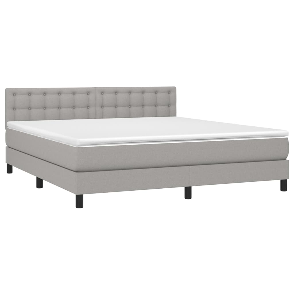 Lova su spyruoklėmis/čiužiniu/LED, pilka, 160x200 cm, audinys
