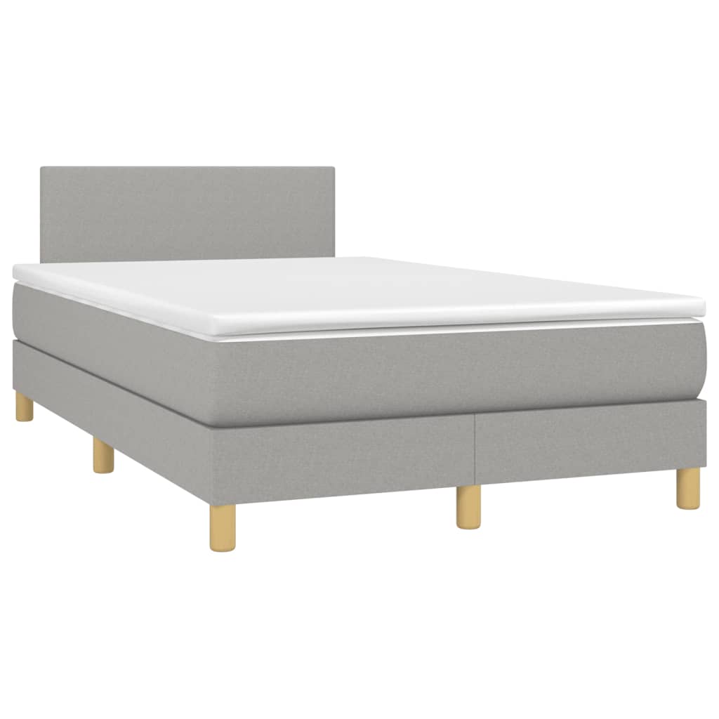 Lova su spyruoklėmis/čiužiniu/LED, pilka, 120x200cm, audinys