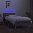 Lova su spyruoklėmis/čiužiniu/LED, taupe, 100x200 cm, audinys