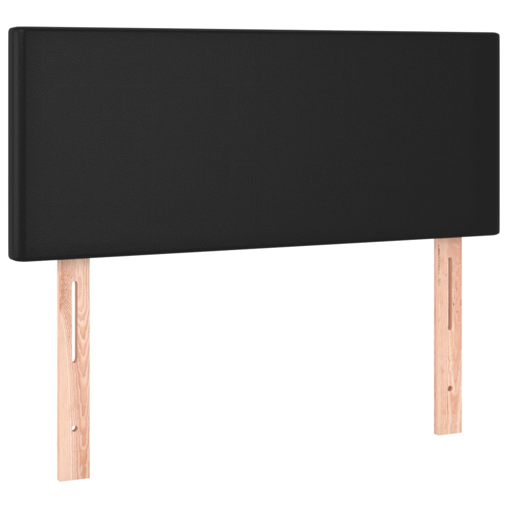Lova su spyruoklėmis/čiužiniu/LED, juoda, 90x200cm dirbtinė oda