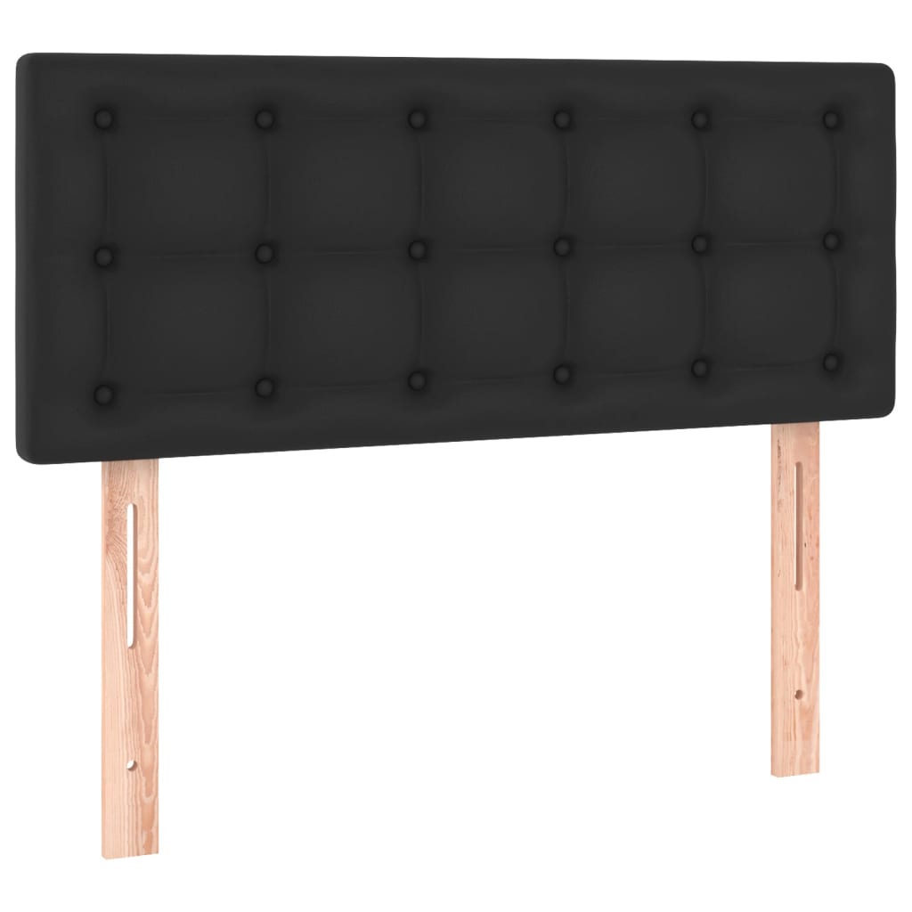Lova su spyruoklėmis/čiužiniu/LED, juoda, 90x200cm dirbtinė oda