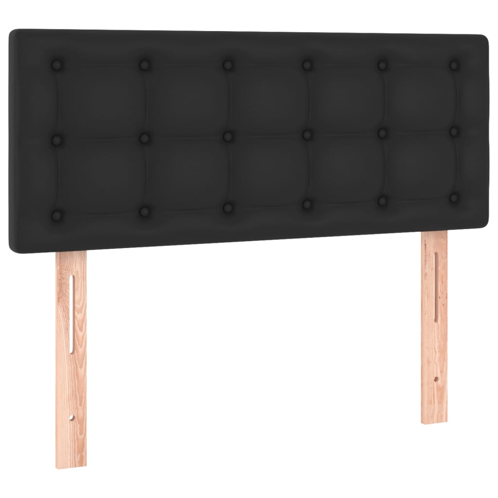 Lova su spyruoklėmis/čiužiniu/LED, juoda 100x200cm dirbtinė oda