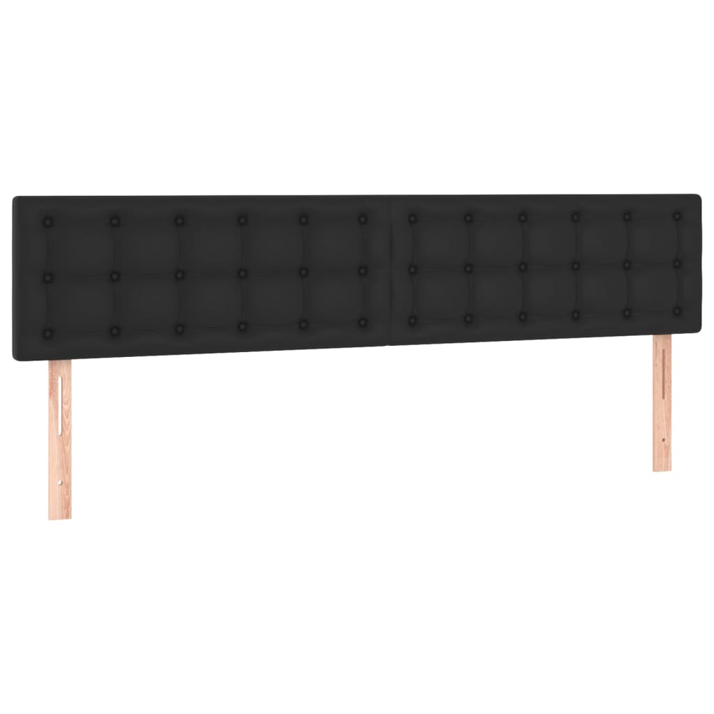 Lova su spyruoklėmis/čiužiniu/LED, juoda 180x200cm dirbtinė oda