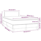 Lova su spyruokliniu/čiužiniu/LED, šviesiai pilka, 120x200cm, aksomas