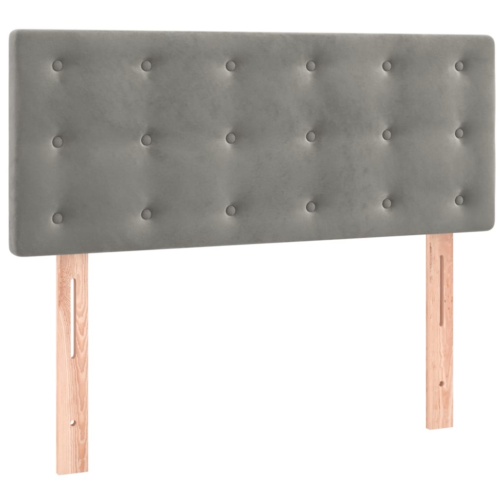 Lova su spyruokliniu/čiužiniu/LED, šviesiai pilka, 80x200cm, aksomas