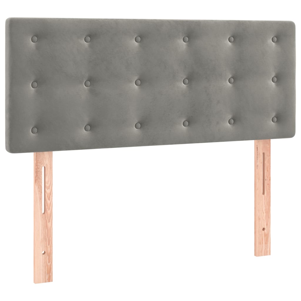 Lova su spyruokliniu/čiužiniu/LED, šviesiai pilka, 120x200cm, aksomas