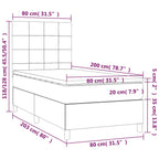 Lova su spyruoklėmis/čiužiniu/LED, pilka, 80x200cm, audinys