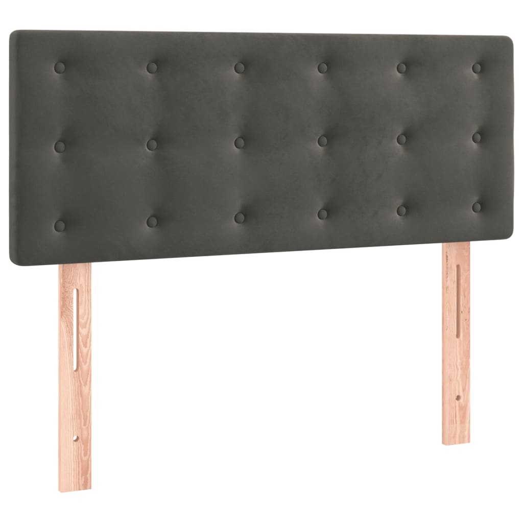 Lova su spyruoklėmis ir čiužiniu, pilka, 90x190 cm, aksomas