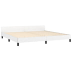 Lovos rėmas su galvūgaliu, baltos, 200x200 cm, dirbtinė oda