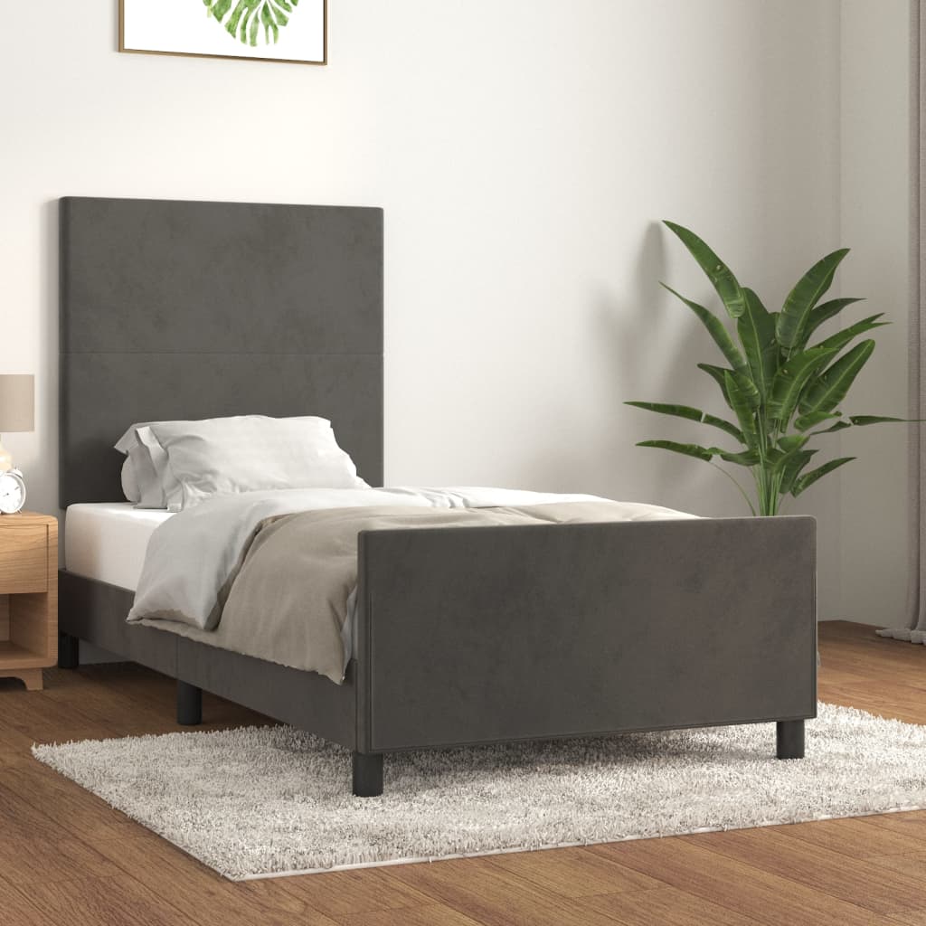 Lovos rėmas be čiužinio, tamsiai pilkas, 100x200cm, aksomas
