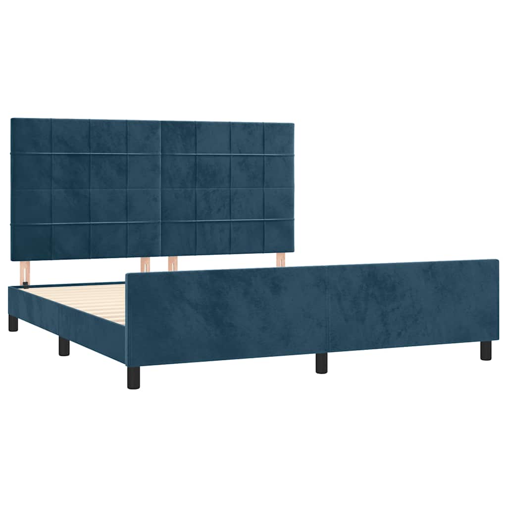 Lovos rėmas be čiužinio tamsiai mėlynas 160x200 cm aksomas