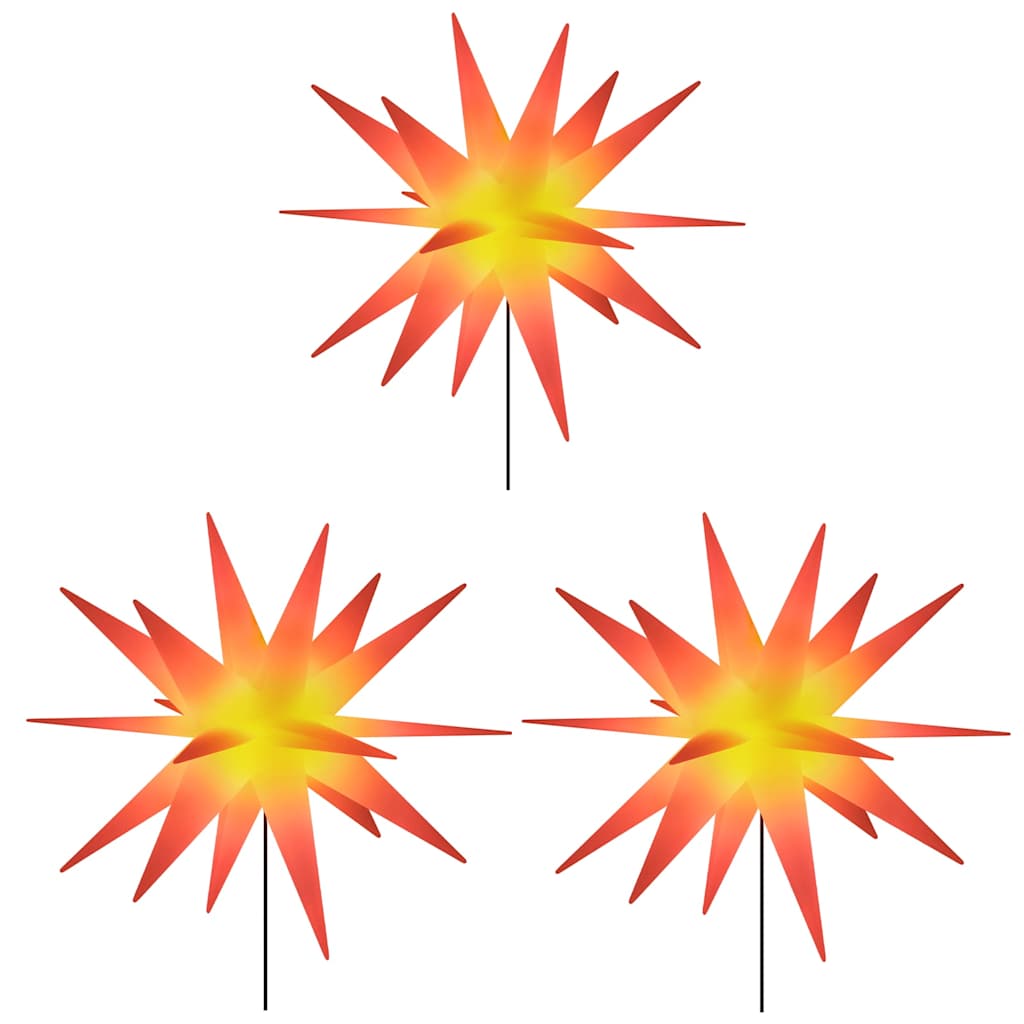 vidaXL Kalėdiniai šviestuvai su smaigais/LED, 3vnt., raudoni, 35cm