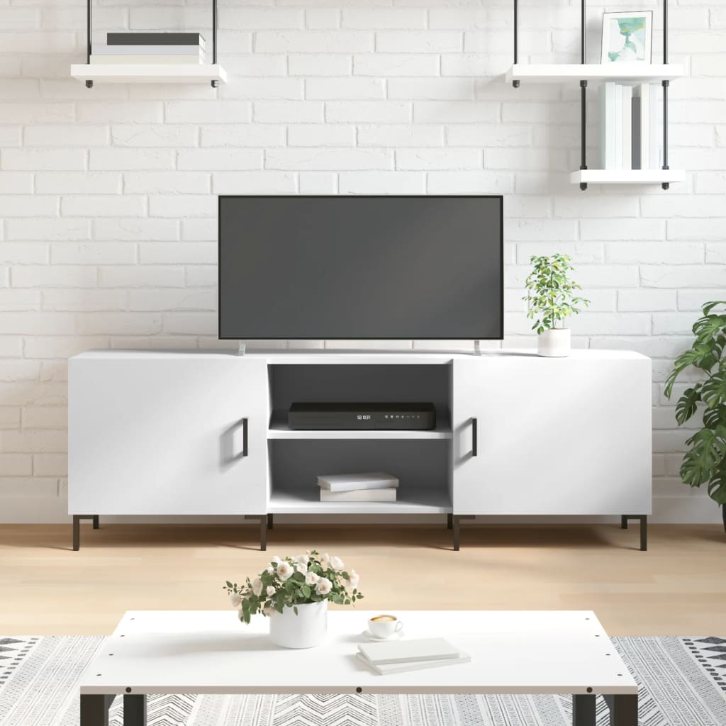 Televizoriaus spintelė, balta, 150x30x50cm, apdirbta mediena