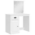 Kosmetinis staliukas su LED lemputėmis, baltas, 90x42x132,5cm