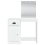 Kosmetinis staliukas su LED lemputėmis, baltas, 90x42x132,5cm