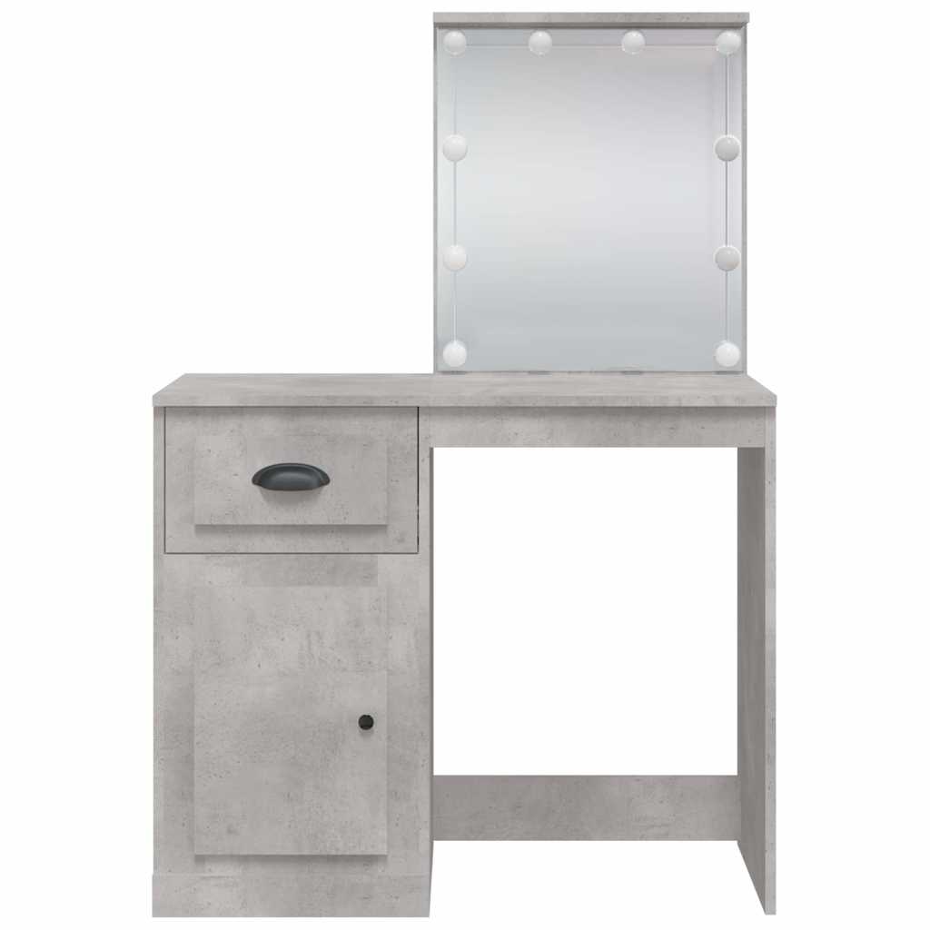 Kosmetinis staliukas su LED lemputėmis, betono, 90x42x132,5cm