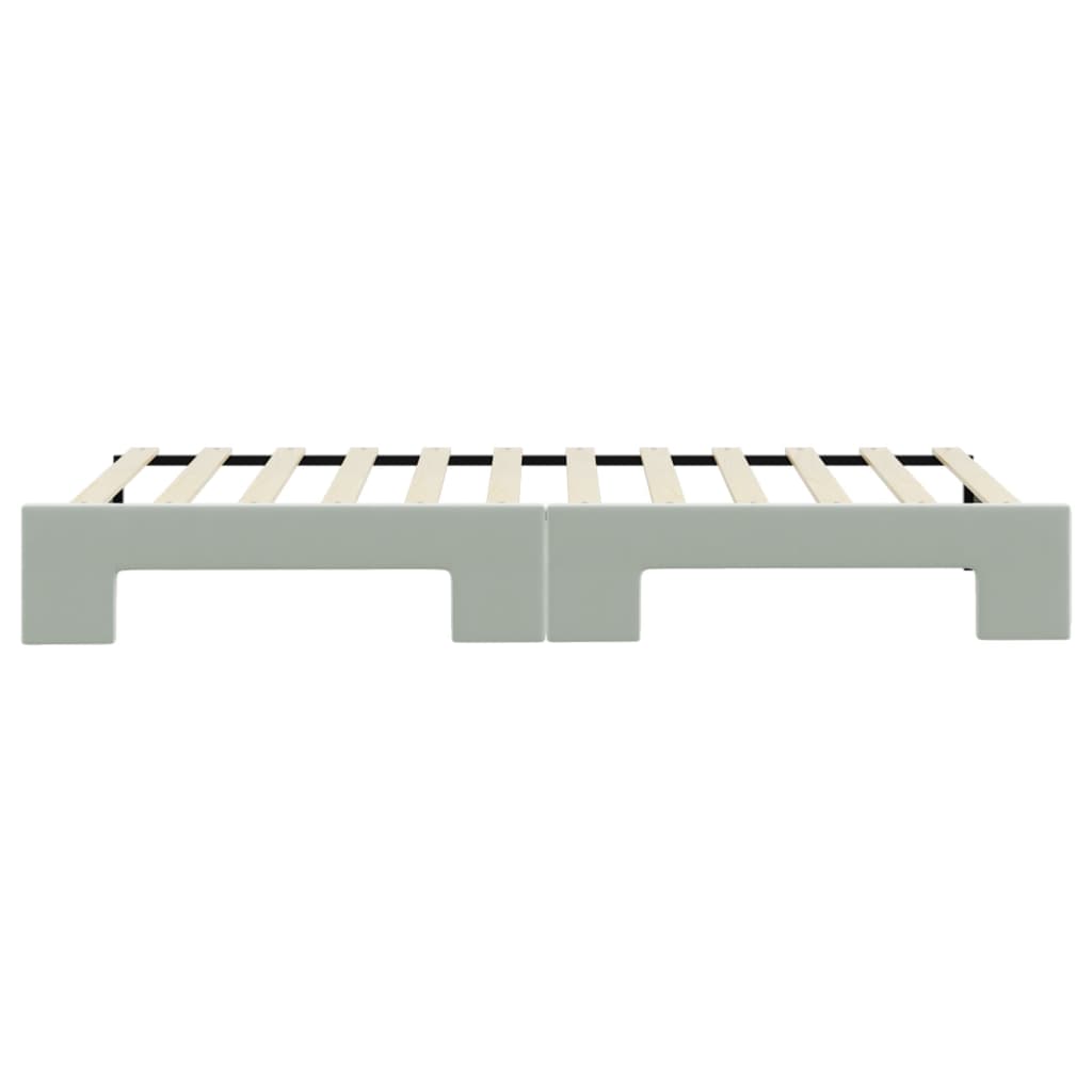 Lova su ištraukiama dalimi, šviesiai pilka, 90x200cm, aksomas