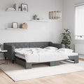 Lova su ištraukiama dalimi, tamsiai pilka, 100x200cm, audinys